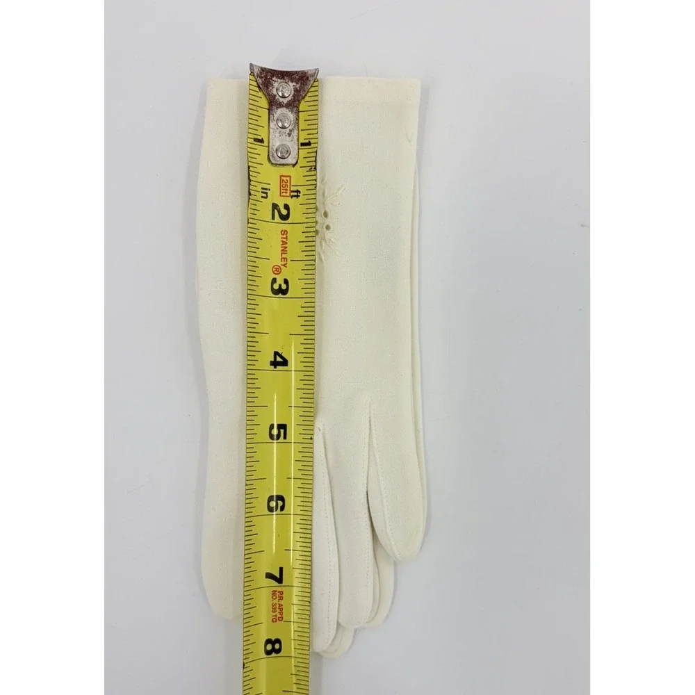 Vintage Miss Aris Women's White Nylon Gloves One Size Stretch